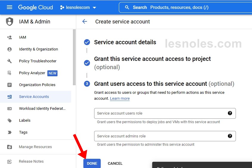 Membuat Service Account di Google Cloud Console Platform